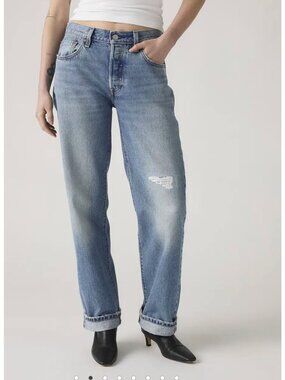 New Levi's 26x30 Premium 501 '90s Selvedge Women's Jeans Fresh Plan Medium Wash